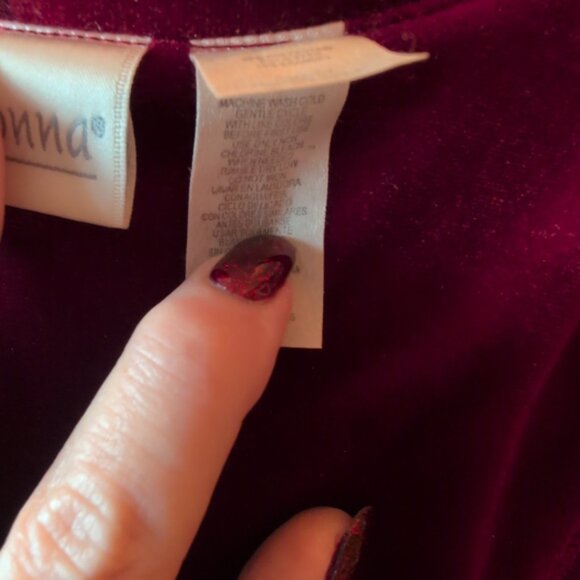 Adonna VTG Robe Lounger Velvet Velour Red & Gold Caftan House Gown Sz S - Picture 11 of 12